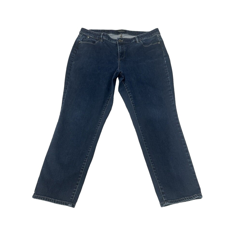 TALBOTS Flawless Slim Ankle Jeans 16P Stretch Denim High Rise Dark Indigo Wash